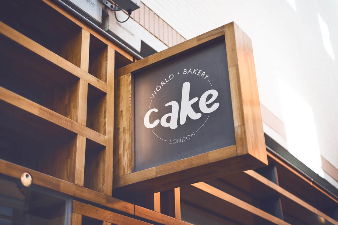 Cake World Bakery signage