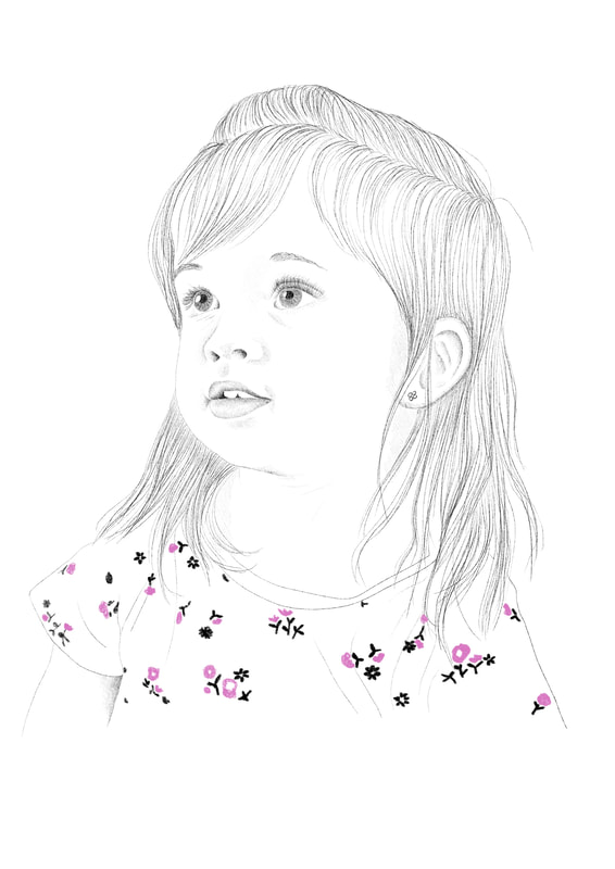 Girl pencil drawing illustration